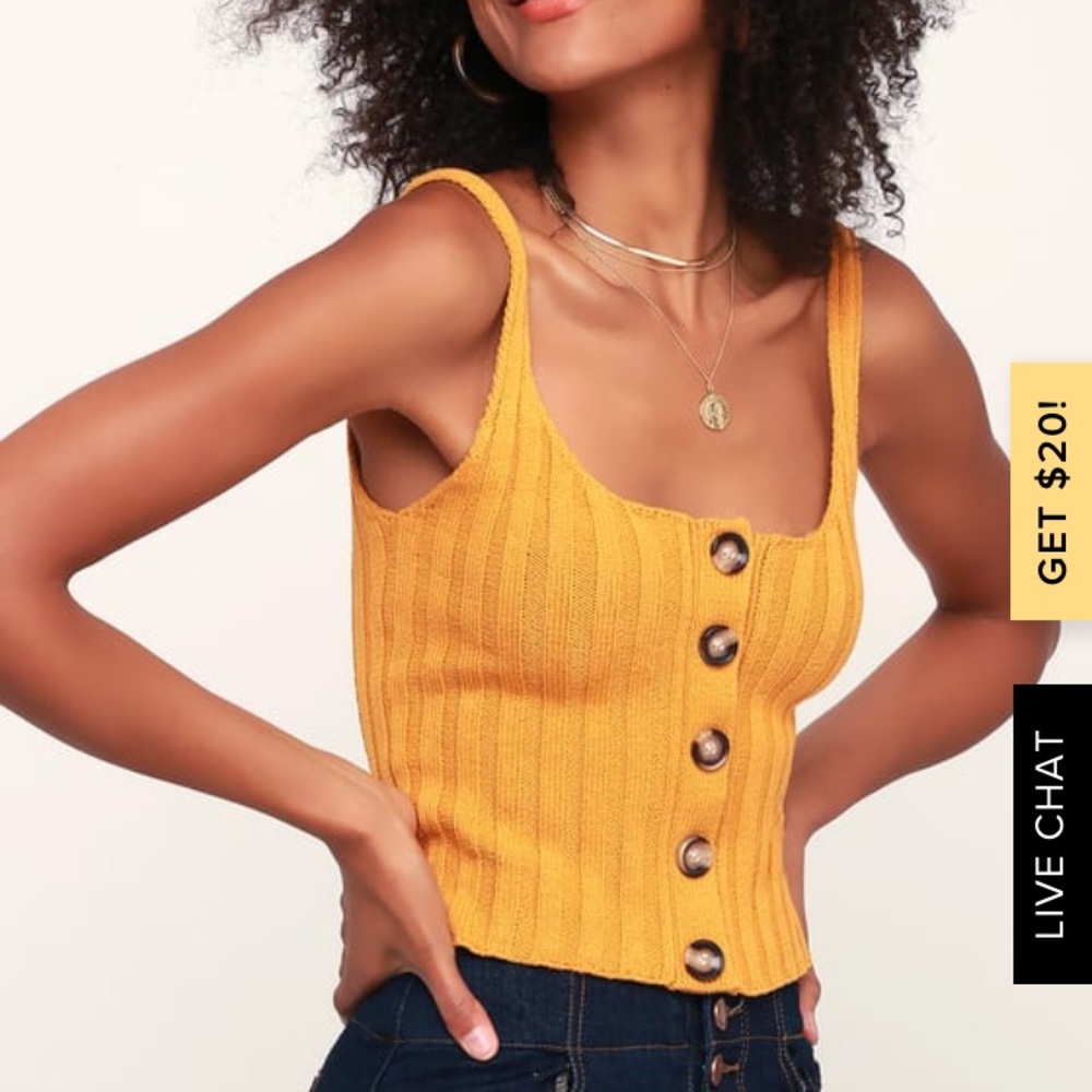 Yellow Ribbed Sweater Tank Top